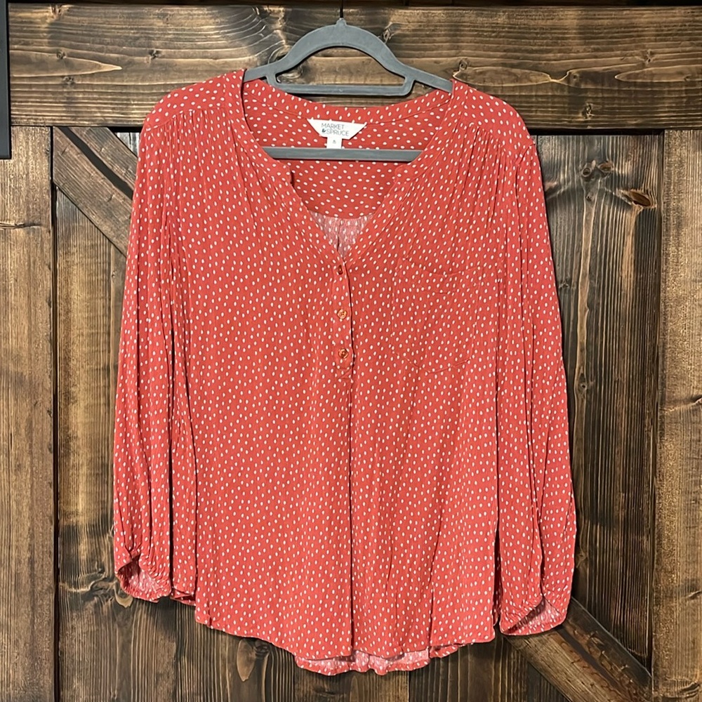 Market & Spruce Prat Henley 3/4 Sleeve Blouse Extra Large